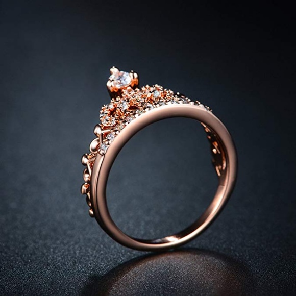 18K Rose Gold Plated Princess Tiara Ring - Picture 2 of 5